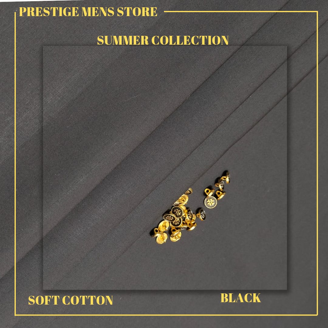 Black โ Premium Soft Cotton (Unstitched)